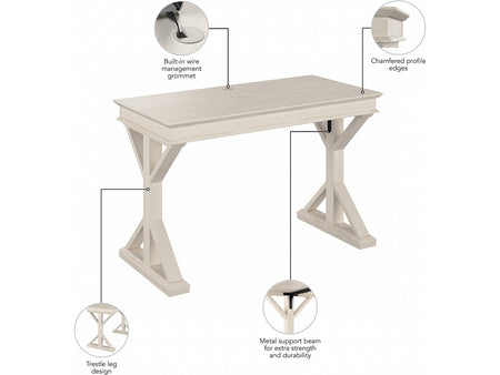 Bush Furniture Homestead 48"W Writing Desk, Linen White Oak