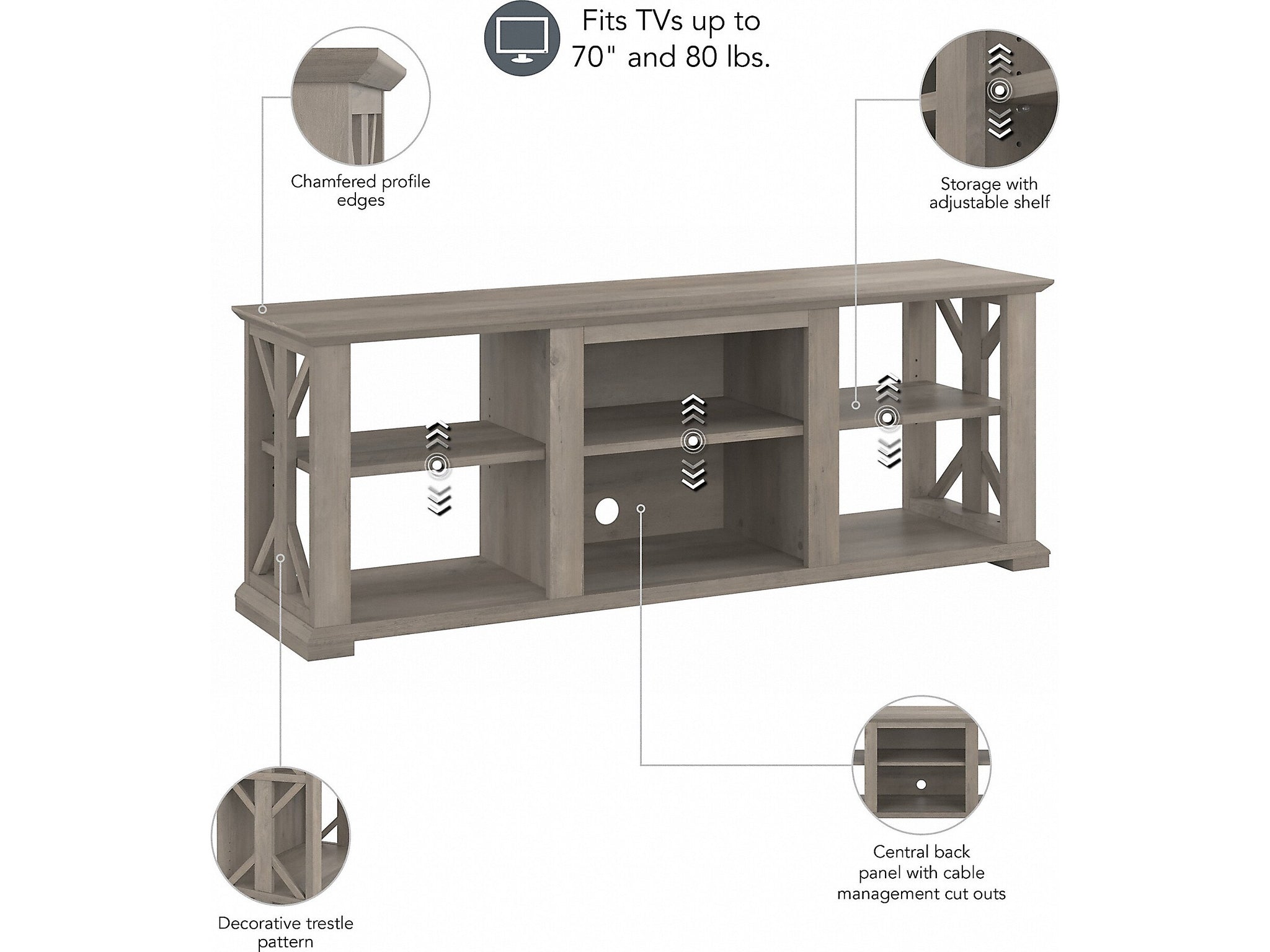 Bush Furniture Homestead TV Stand, Screens up to 70