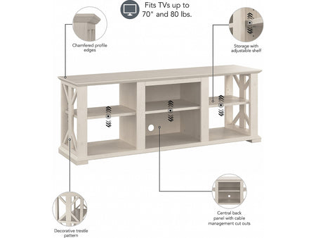 Bush Furniture Homestead TV Stand, Screens up to 70", Linen White Oak