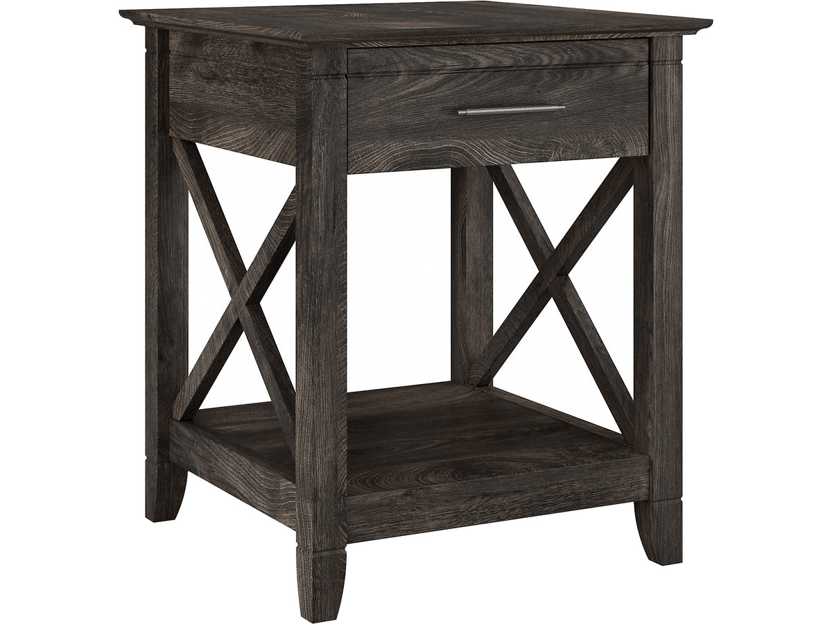 Bush Furniture Key West 20" x 20" End Table, Dark Gray Hickory