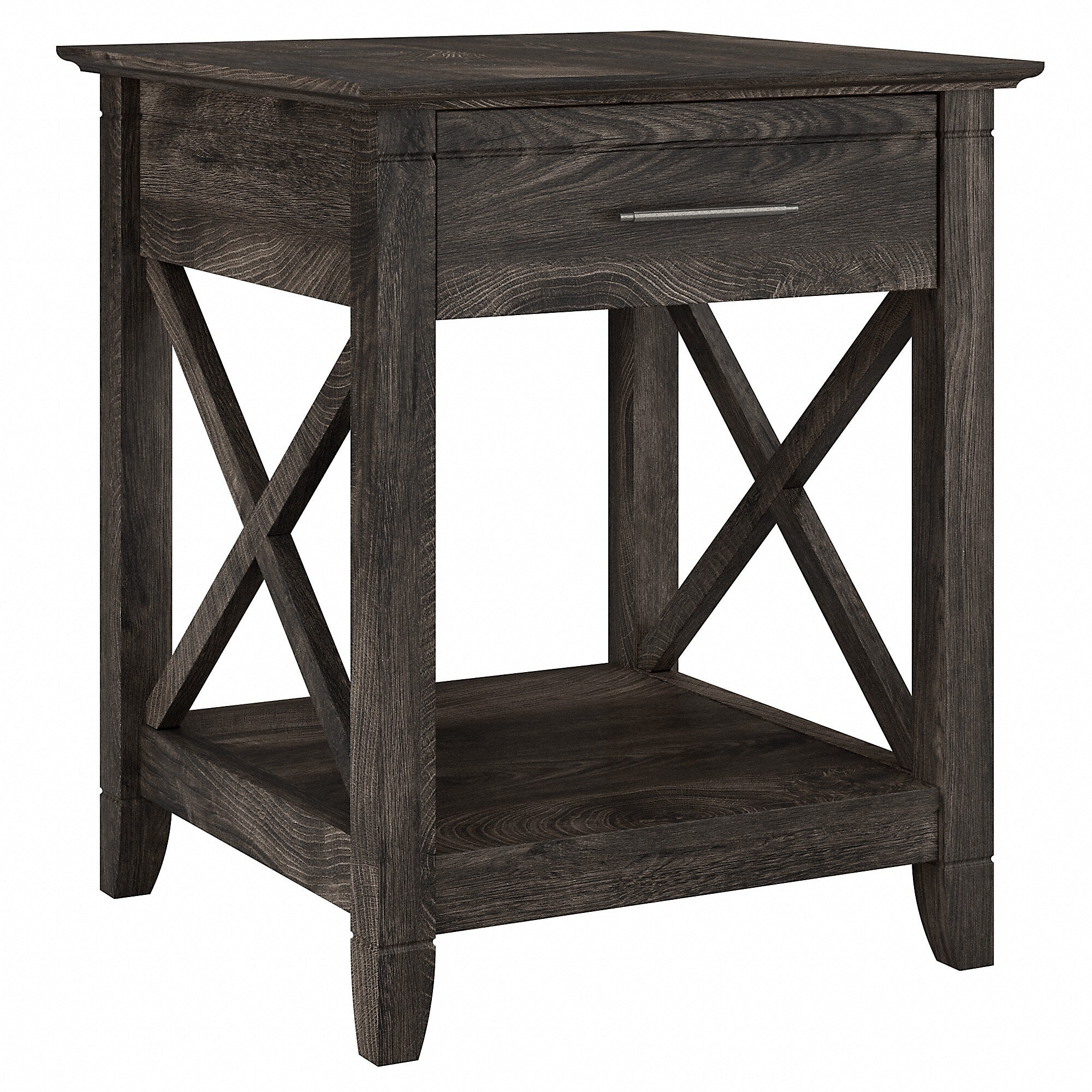 Bush Furniture Key West 20" x 20" End Table, Dark Gray Hickory