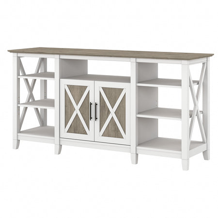 Bush Furniture Key West Console TV Stand, Screens up to 65", Shiplap Gray/Pure White