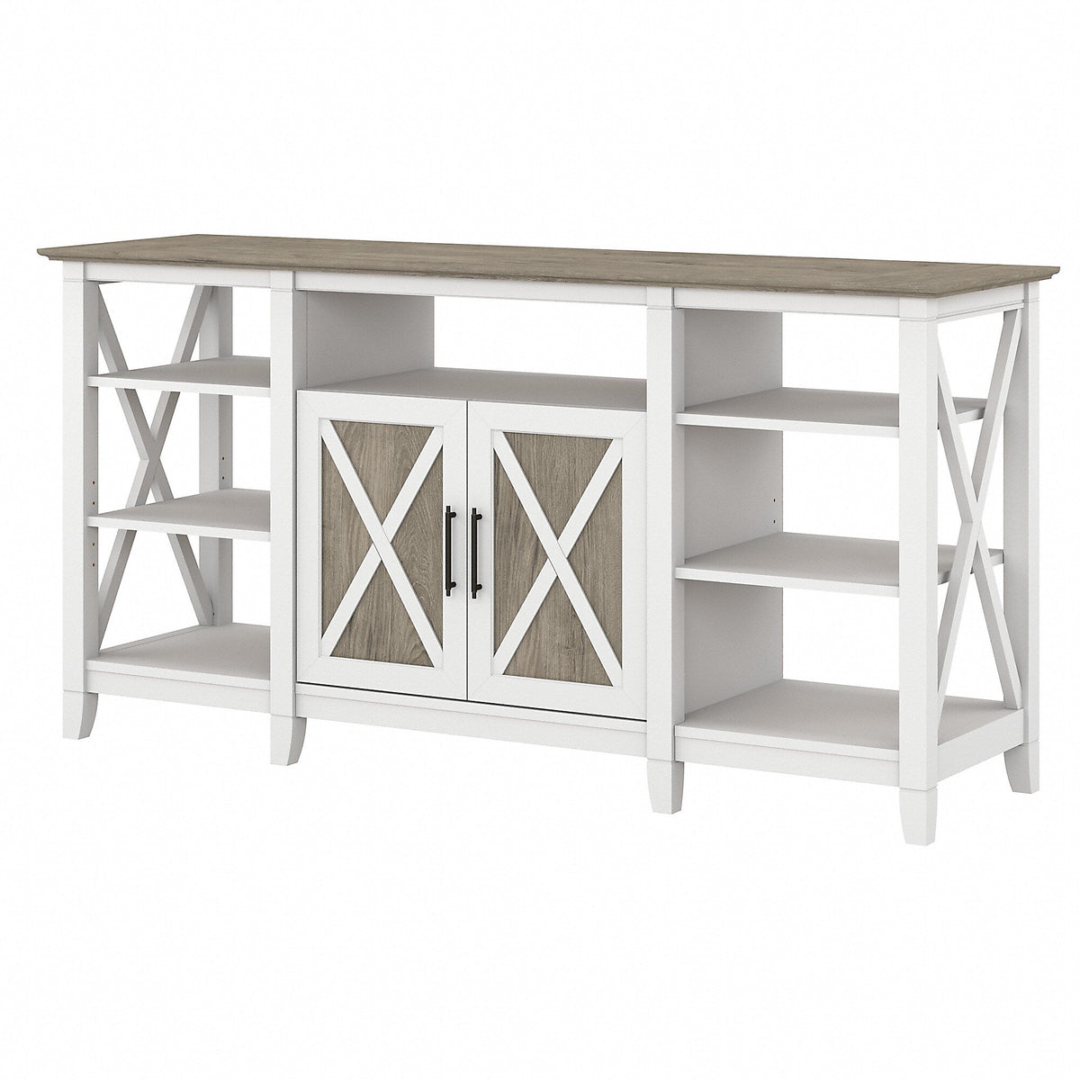 Bush Furniture Key West Console TV Stand, Screens up to 65", Shiplap Gray/Pure White