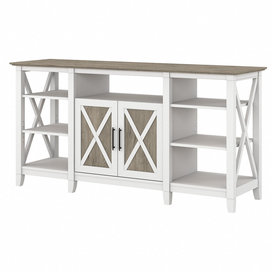 Bush Furniture Key West Console TV Stand, Screens up to 65", Shiplap Gray/Pure White