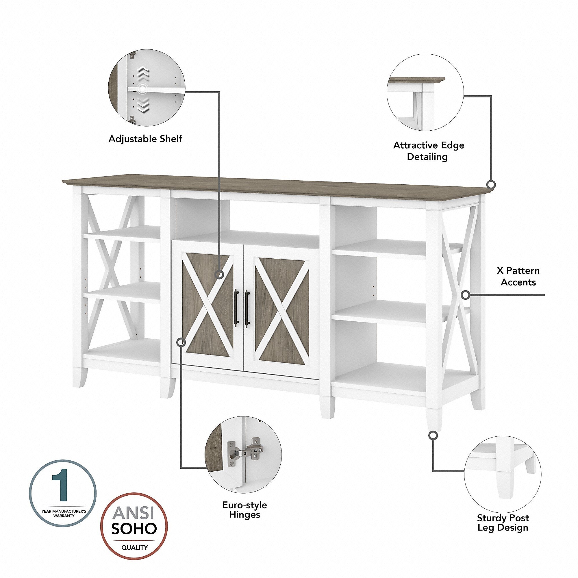 Bush Furniture Key West Console TV Stand, Screens up to 65