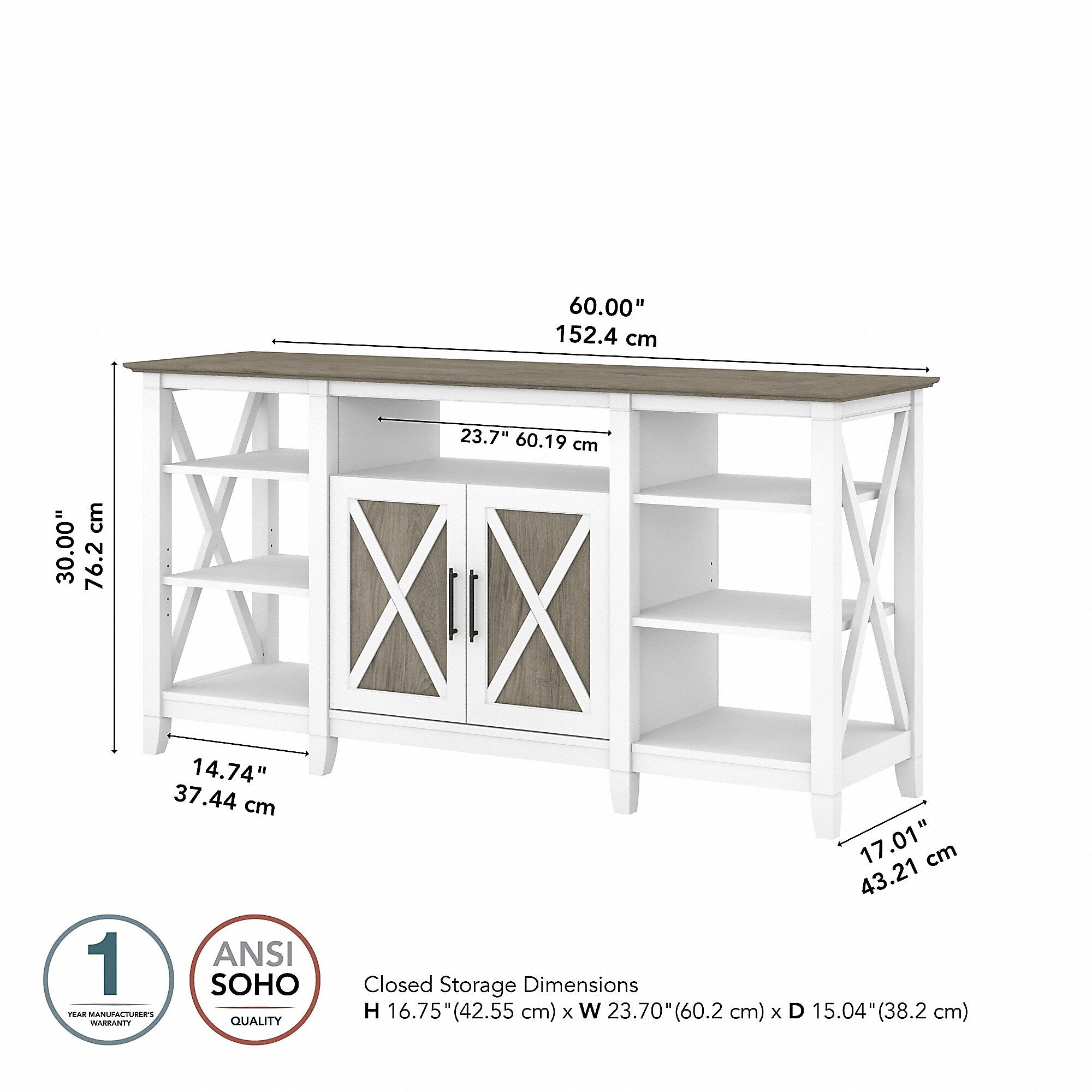 Bush Furniture Key West Console TV Stand, Screens up to 65