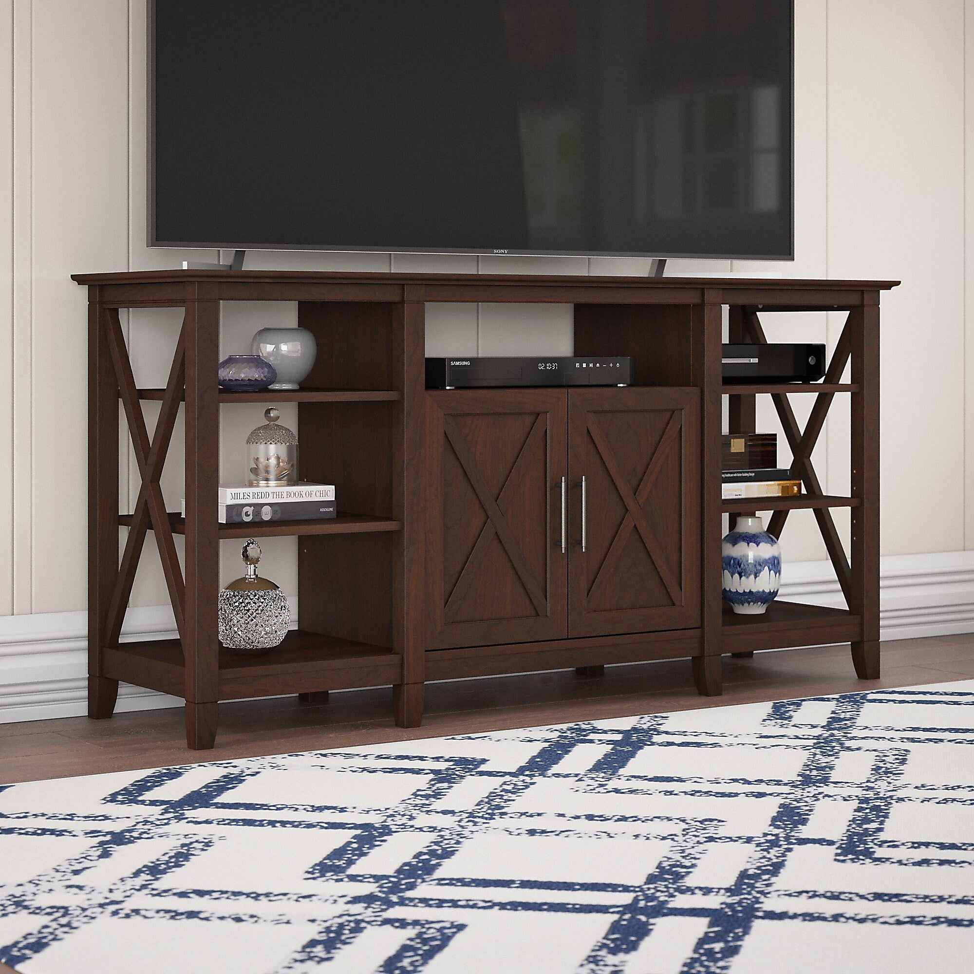 Bush Furniture Key West Manufactured Wood Console TV Stand, Screens up to 65