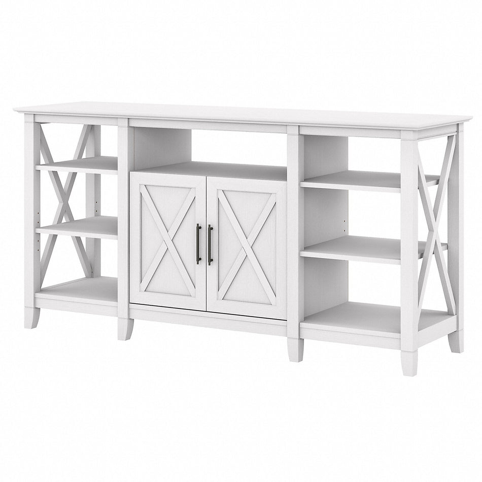 Bush Furniture Key West Manufactured Wood Console TV Stand, Screens up to 65", Pure White Oak