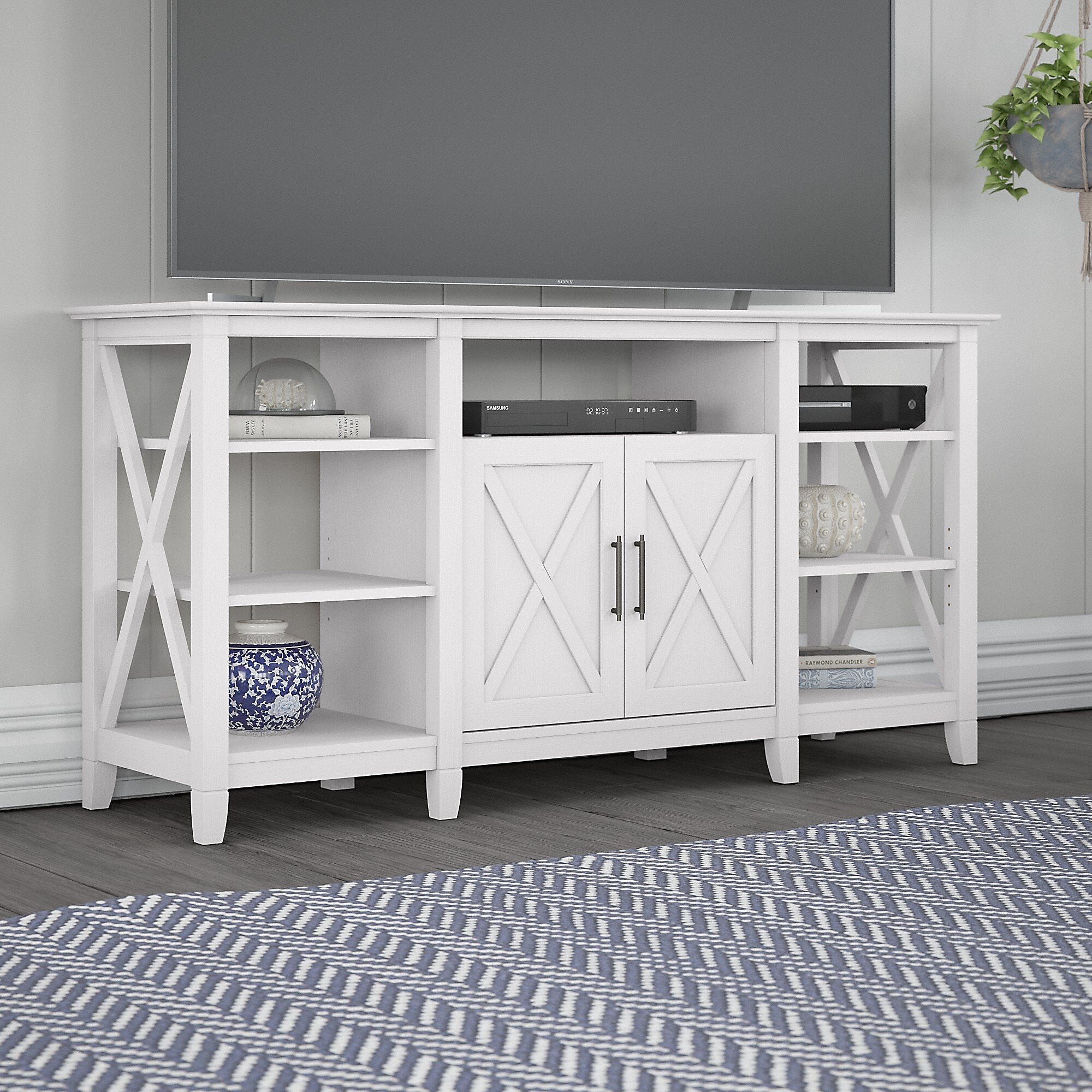 Bush Furniture Key West Manufactured Wood Console TV Stand, Screens up to 65