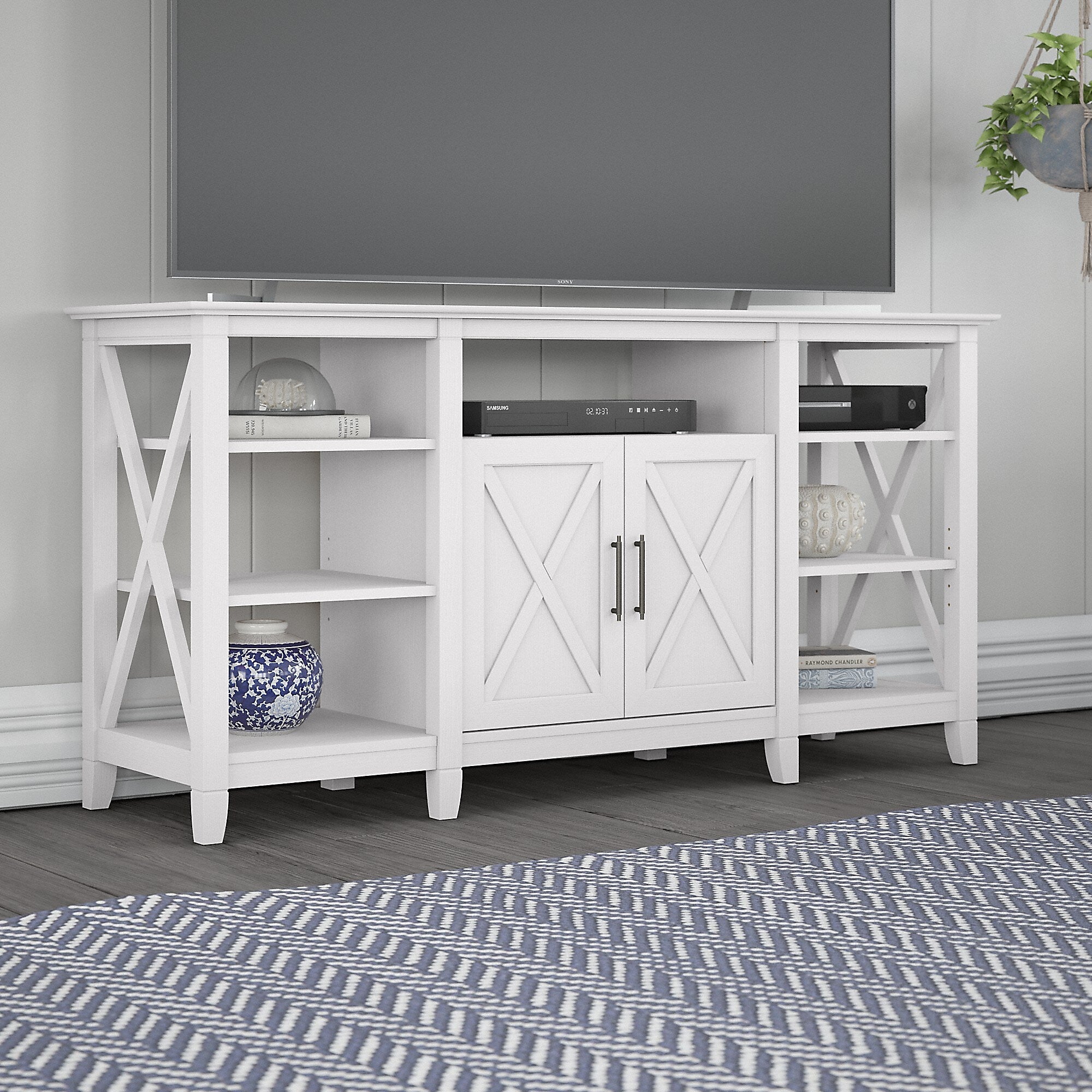 Bush Furniture Key West Manufactured Wood Console TV Stand, Screens up to 65