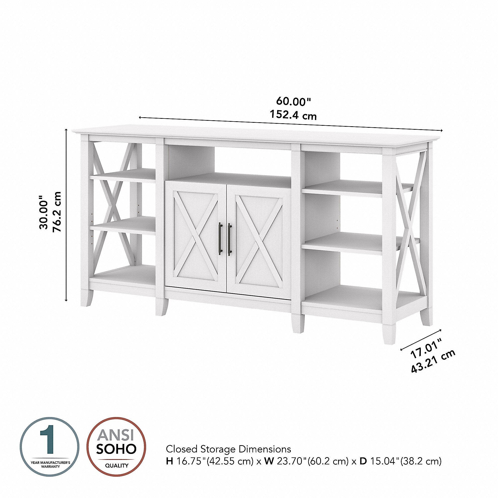 Bush Furniture Key West Manufactured Wood Console TV Stand, Screens up to 65