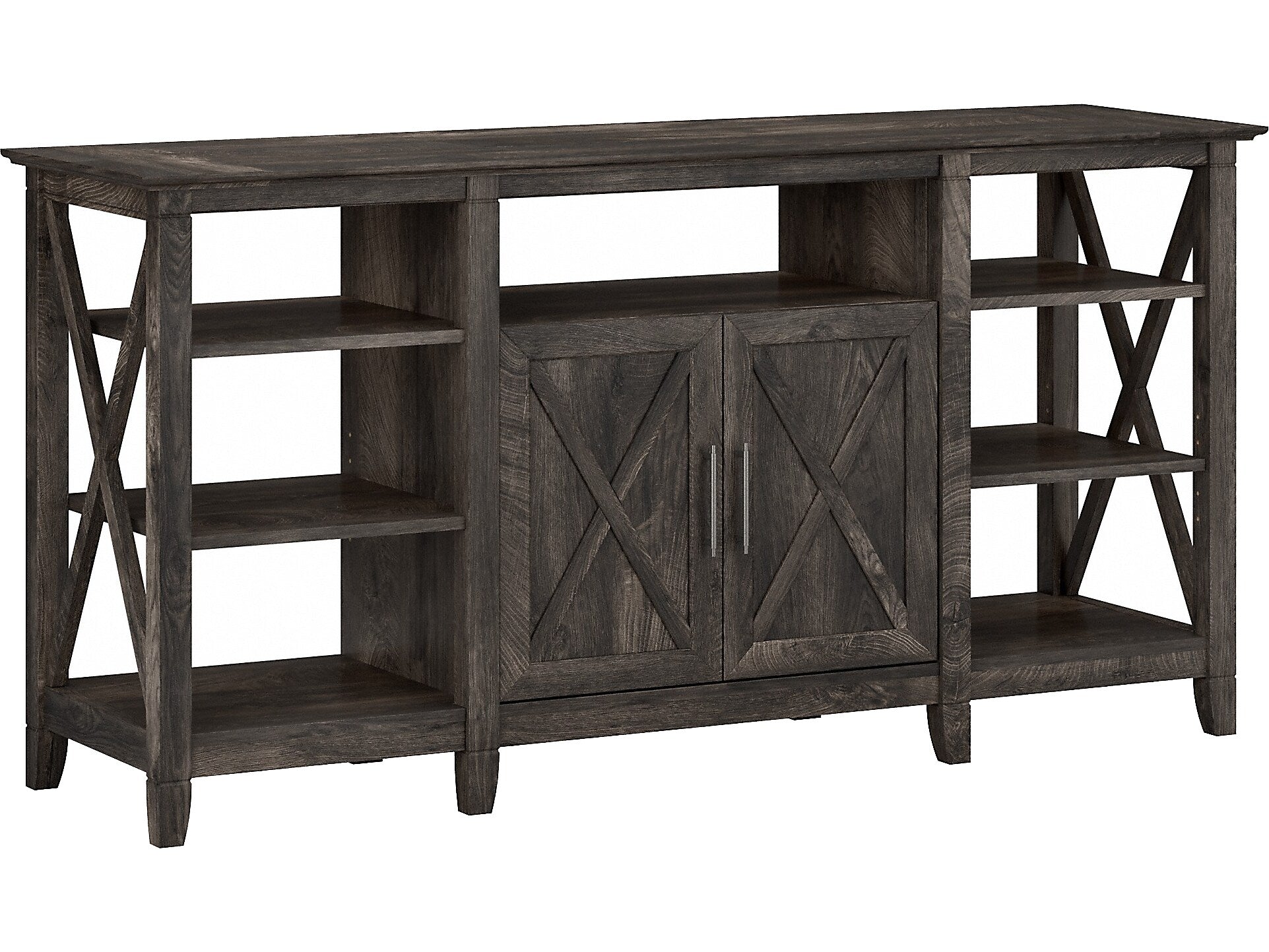 Bush Furniture Key West Tall TV Stand, Dark Gray Hickory, Screens up to 65