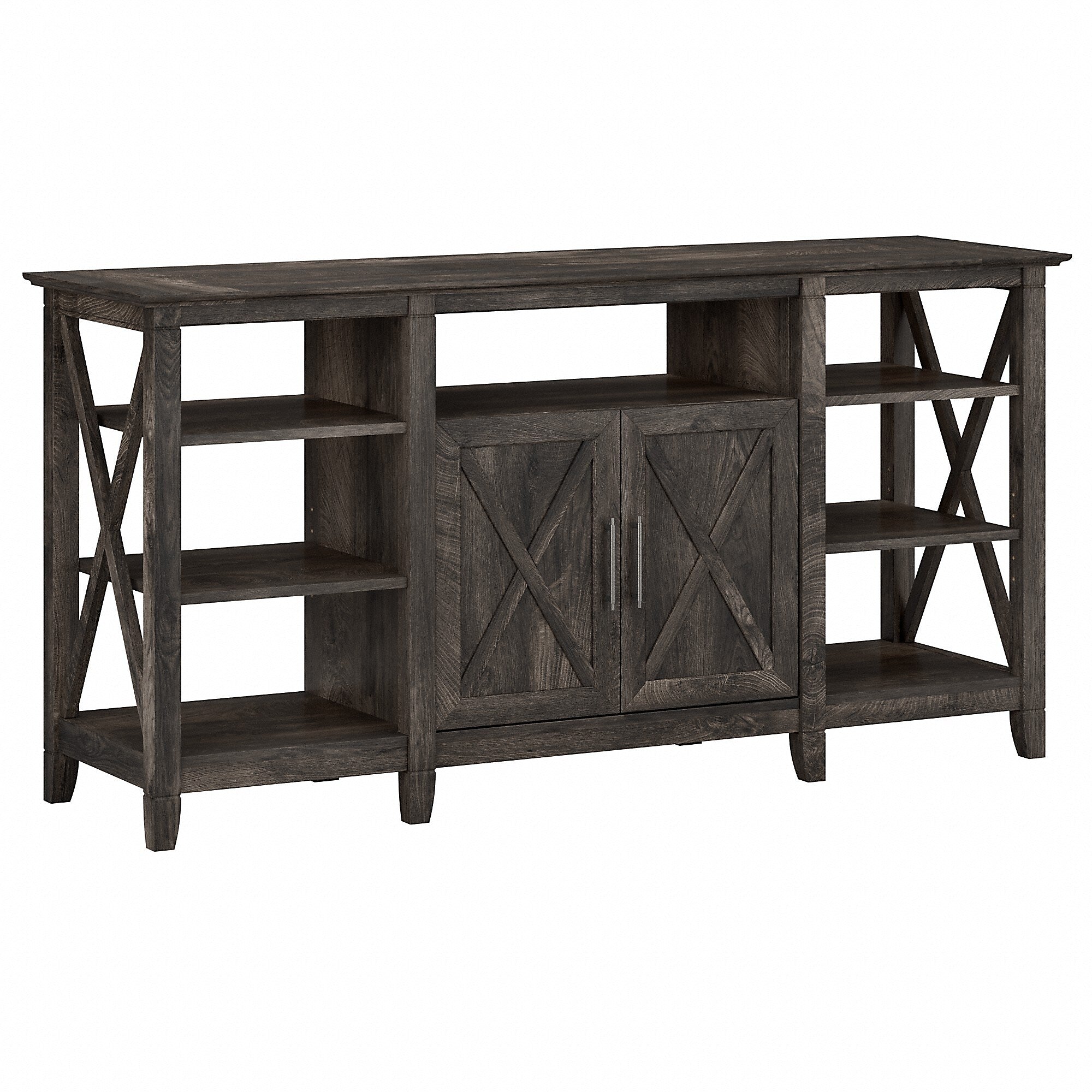 Bush Furniture Key West Tall TV Stand, Dark Gray Hickory, Screens up to 65