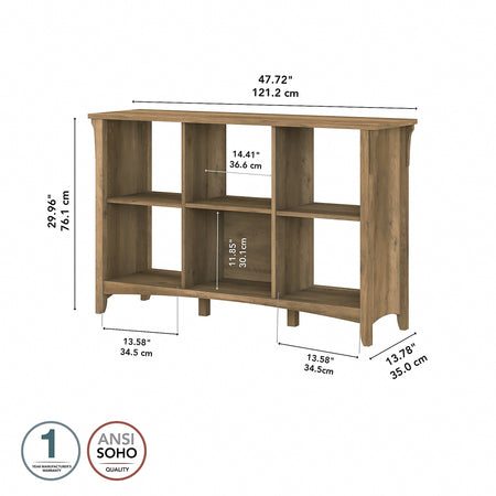 Bush Furniture Salinas 29.96" 6-Shelf Cube Organizer with Adjustable Shelves, Reclaimed Pine Laminate