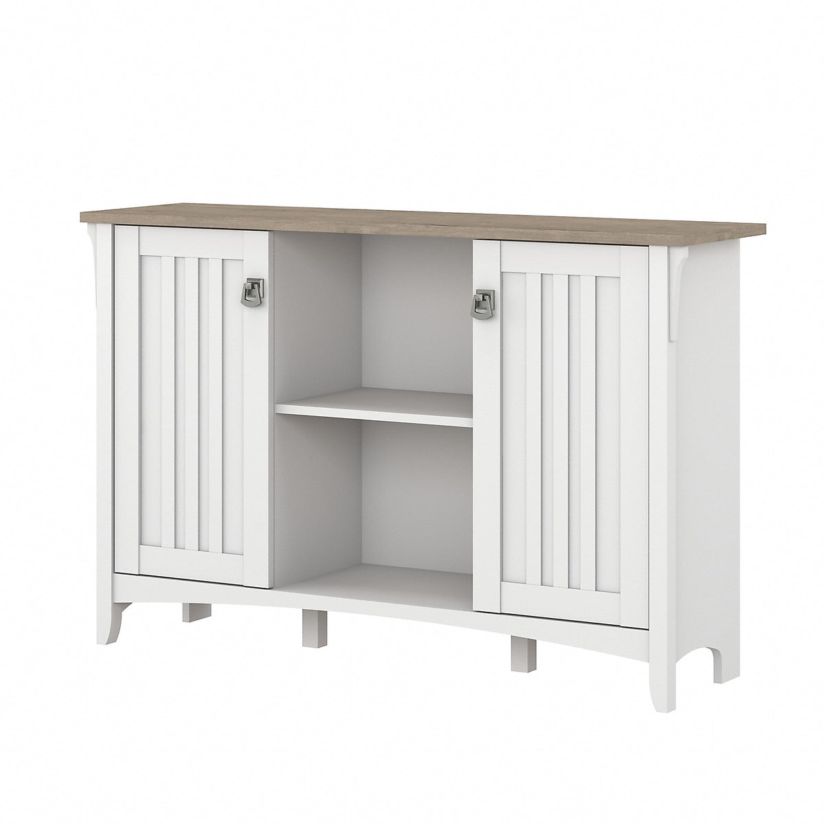 Bush Furniture Salinas 29.96" Accent Storage Cabinet with 3 Shelves, Shiplap Gray/Pure White