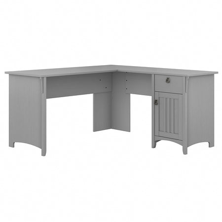 Bush Furniture Salinas 60"W L Shaped Desk with Storage, Cape Cod Gray