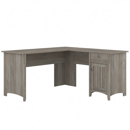 Bush Furniture Salinas 60"W L Shaped Desk with Storage, Driftwood Gray