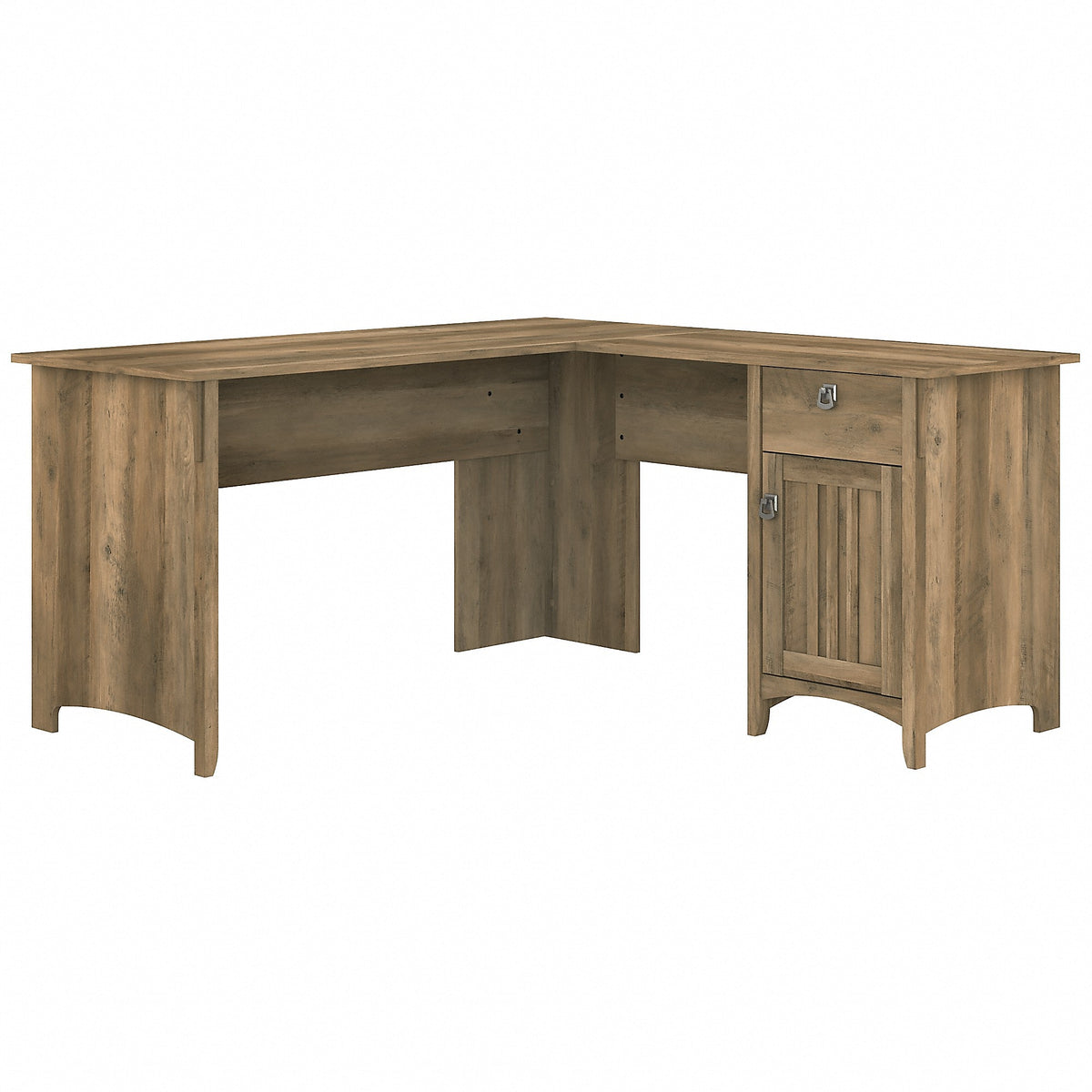 Bush Furniture Salinas 60"W L Shaped Desk with Storage, Reclaimed Pine