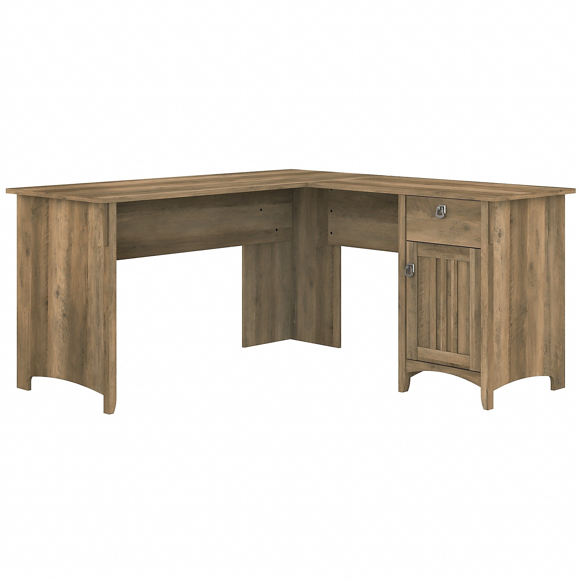 Bush Furniture Salinas 60"W L Shaped Desk with Storage, Reclaimed Pine