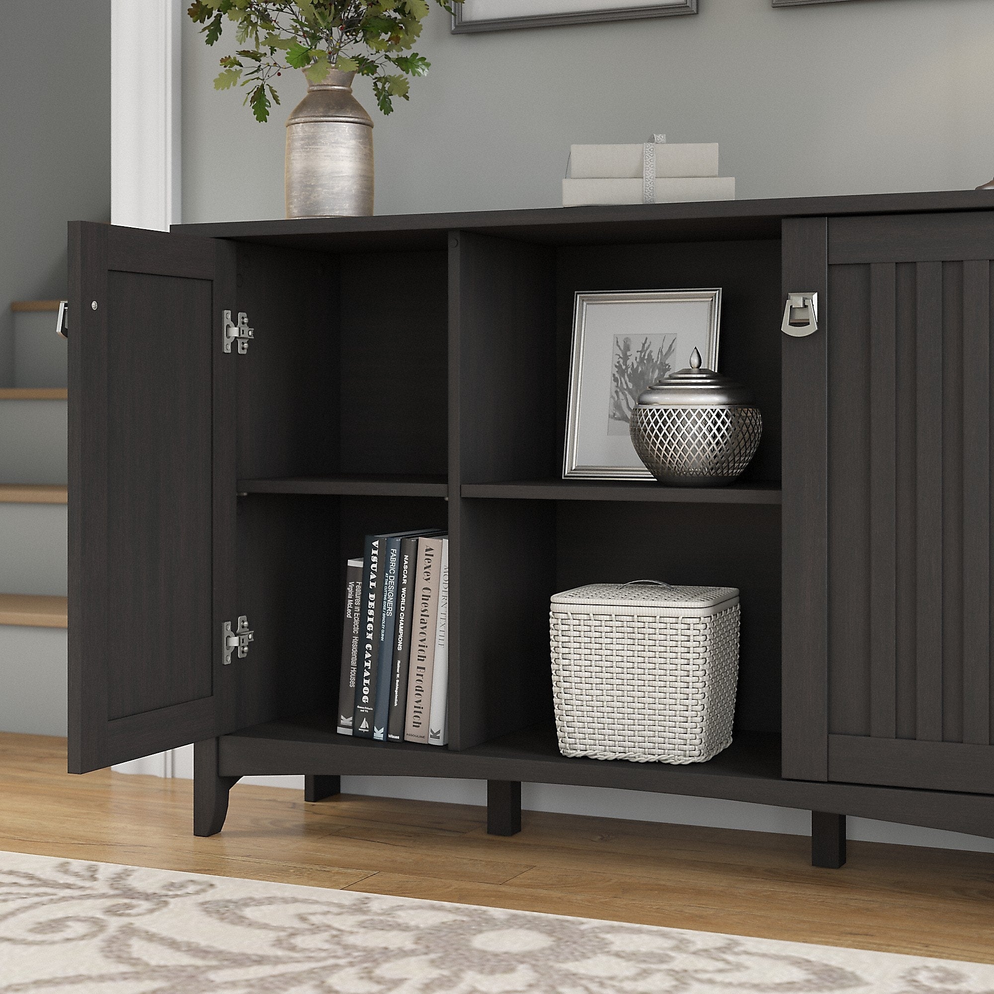 Bush Furniture Salinas Storage Cabinet with Doors, Vintage Black