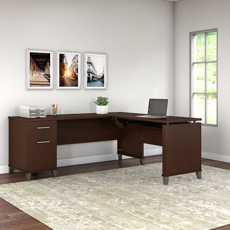 Bush Furniture Somerset 72"W 3 Position Sit to Stand L Shaped Desk, Mocha Cherry