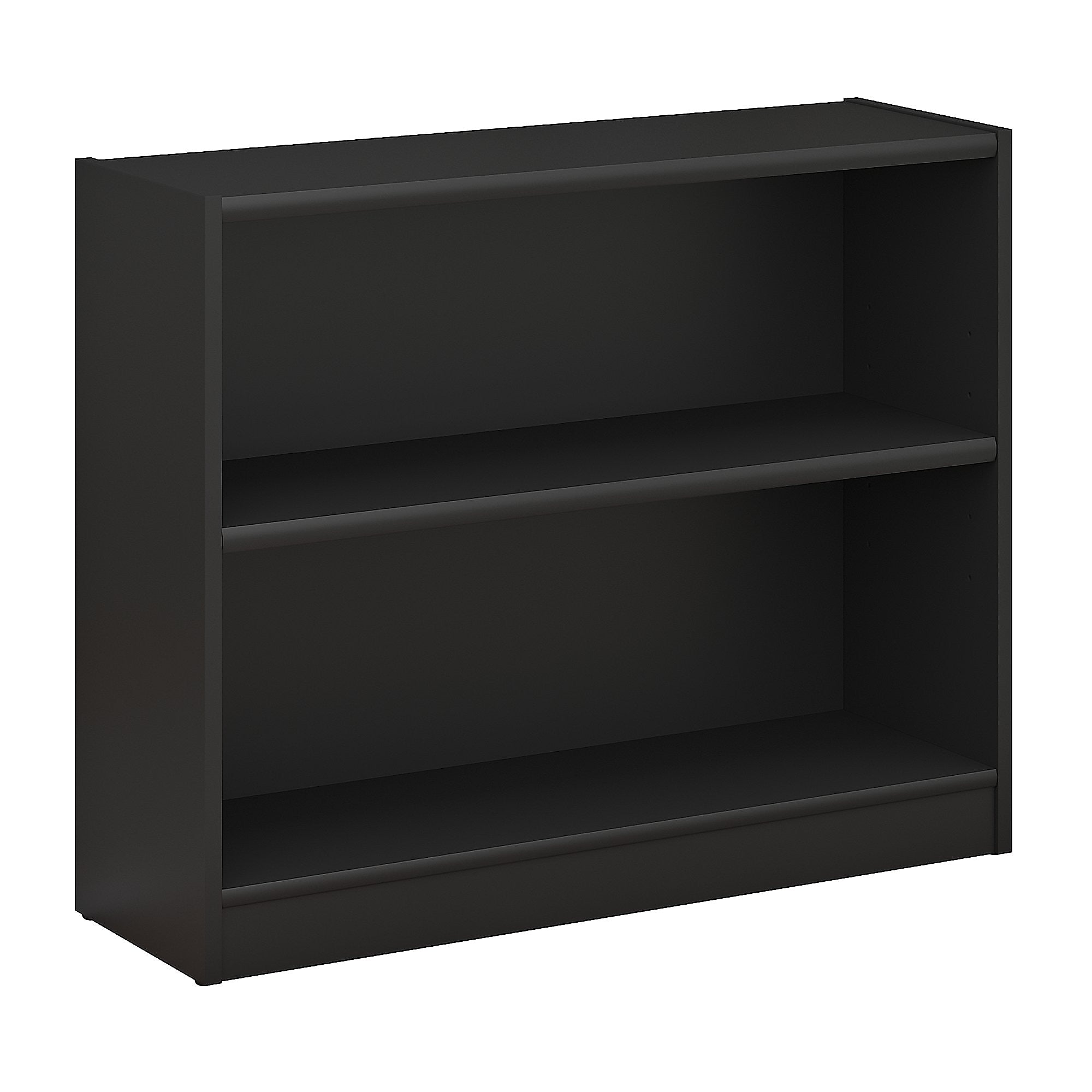 Bush Furniture Universal 30"H 2-Shelf Bookcase with Adjustable Shelf, Black Wood