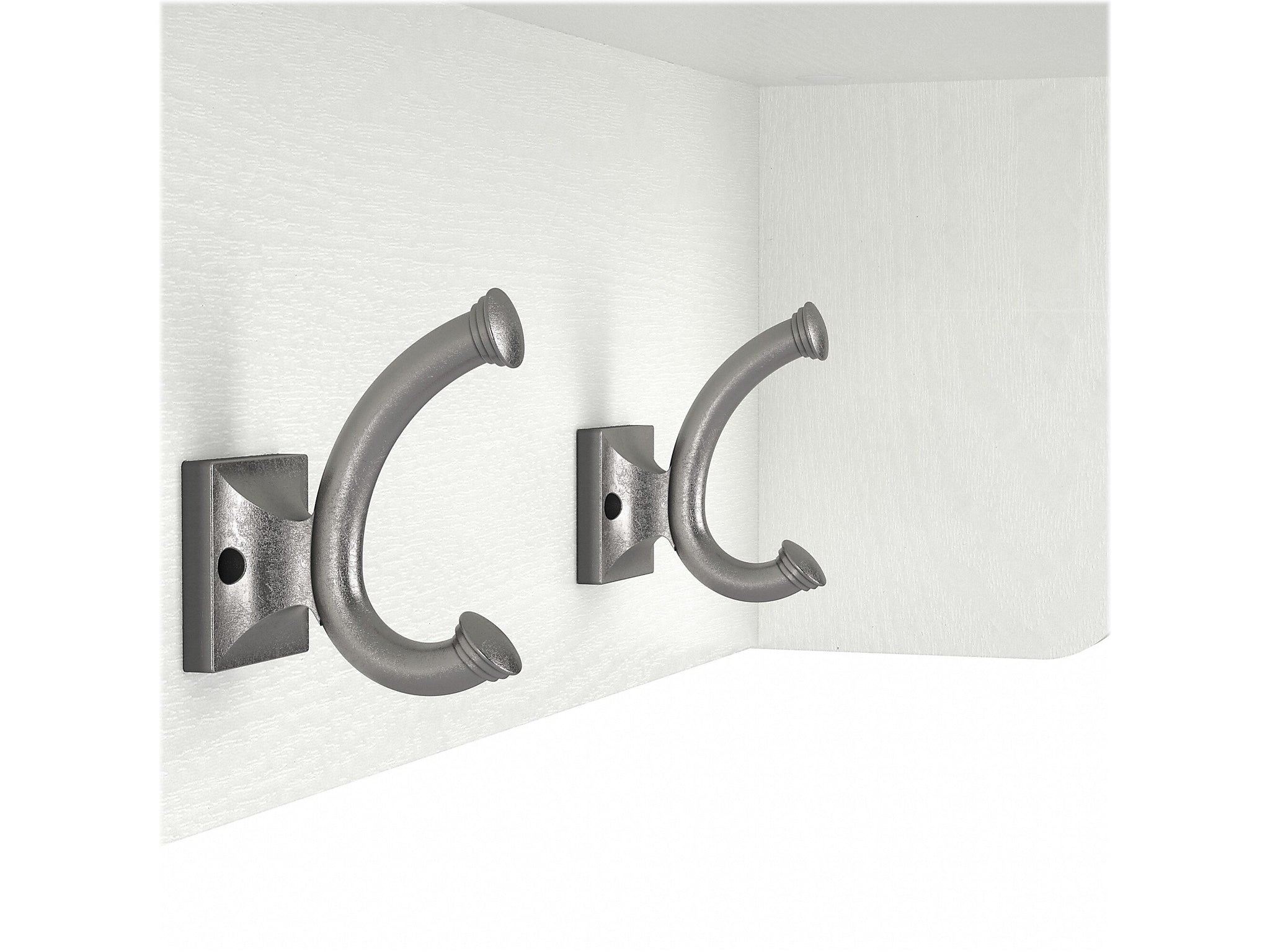 Bush Furniture Woodland 40W Wall Mounted Coat Rack with Shelf, White Ash