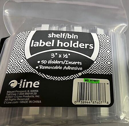 C-Line Best Value Label Holders, 0.5" x 3", Clear, 50/Pack