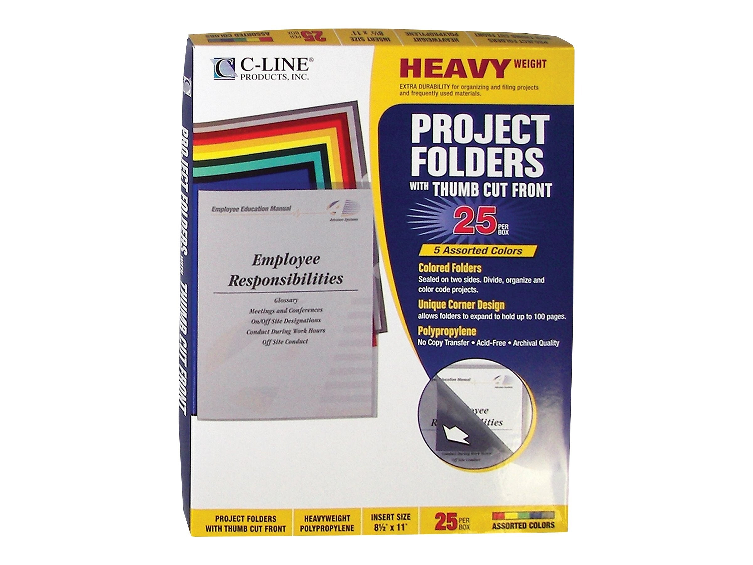 C-Line Document Report Covers, Letter, Assorted Colors, 25/Box