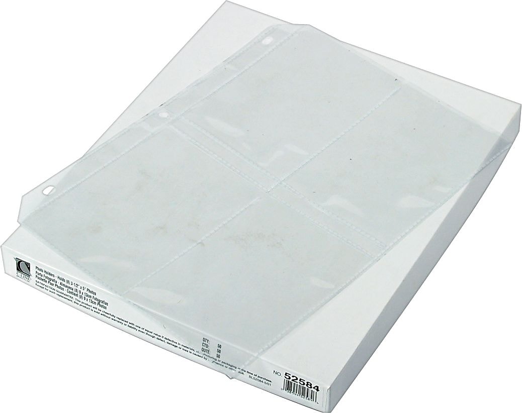 C-Line Double-Sided Photo Holder Sheets for 3 Ring Binders, Eight 3.5