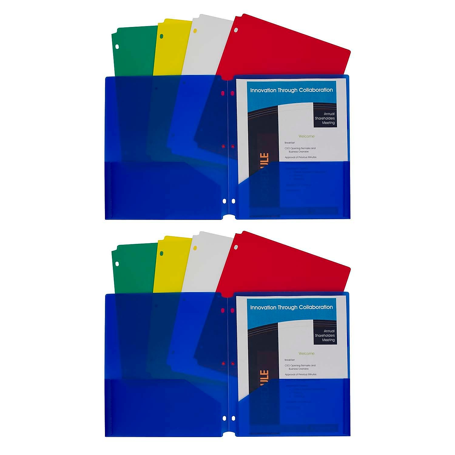 C-Line® Heavyweight, 3-Hole Punched, 2-Pocket Portfolio, Assorted Colors, 10 Per Pack, 2 Packs