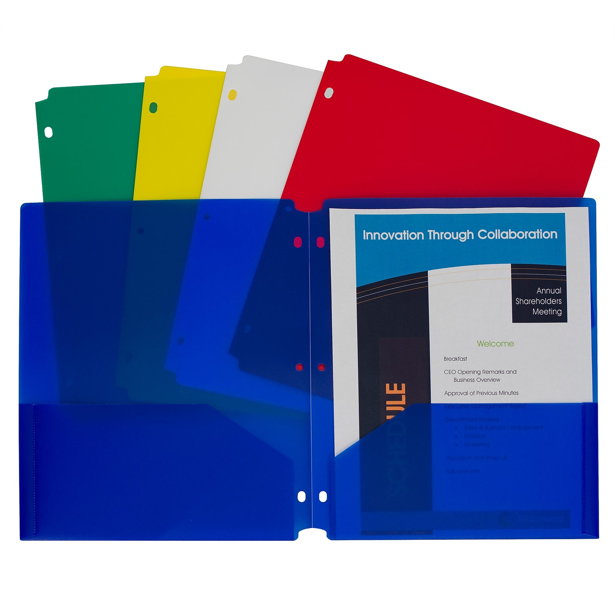 C-Line® Heavyweight, 3-Hole Punched, 2-Pocket Portfolio, Assorted Colors, 10 Per Pack, 2 Packs