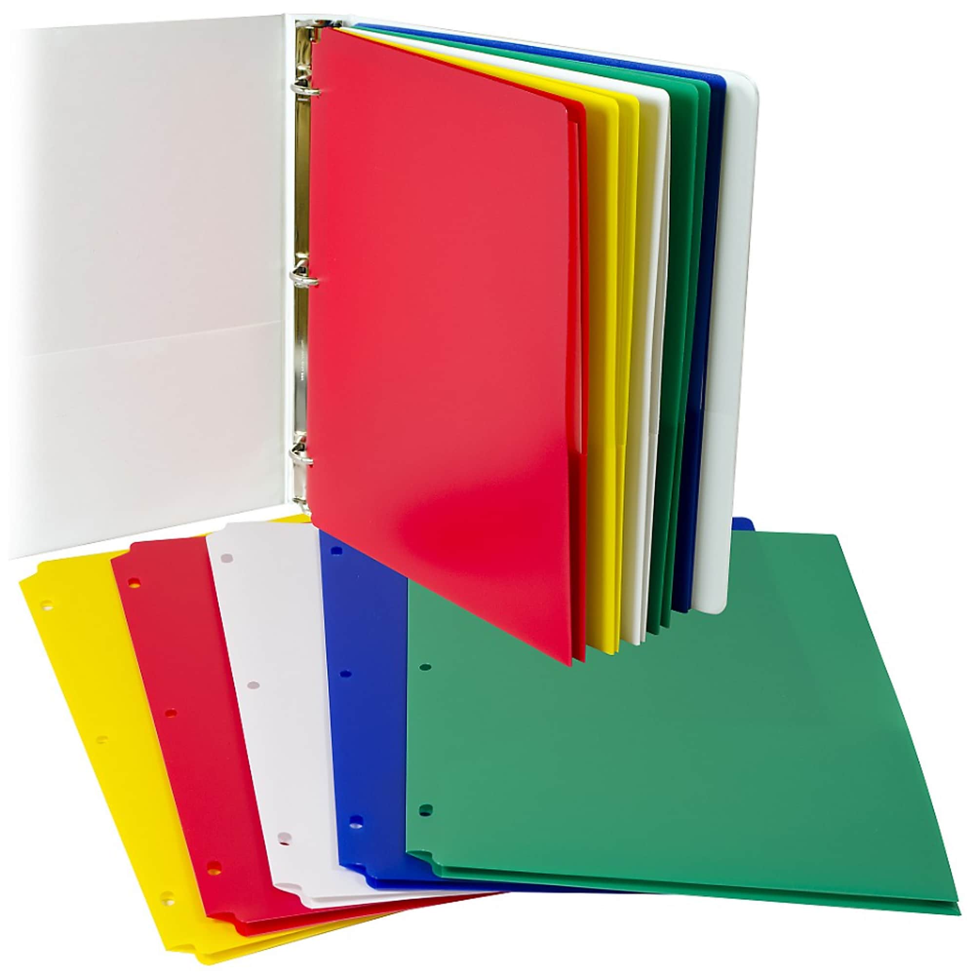 C-Line® Heavyweight, 3-Hole Punched, 2-Pocket Portfolio, Assorted Colors, 10 Per Pack, 2 Packs