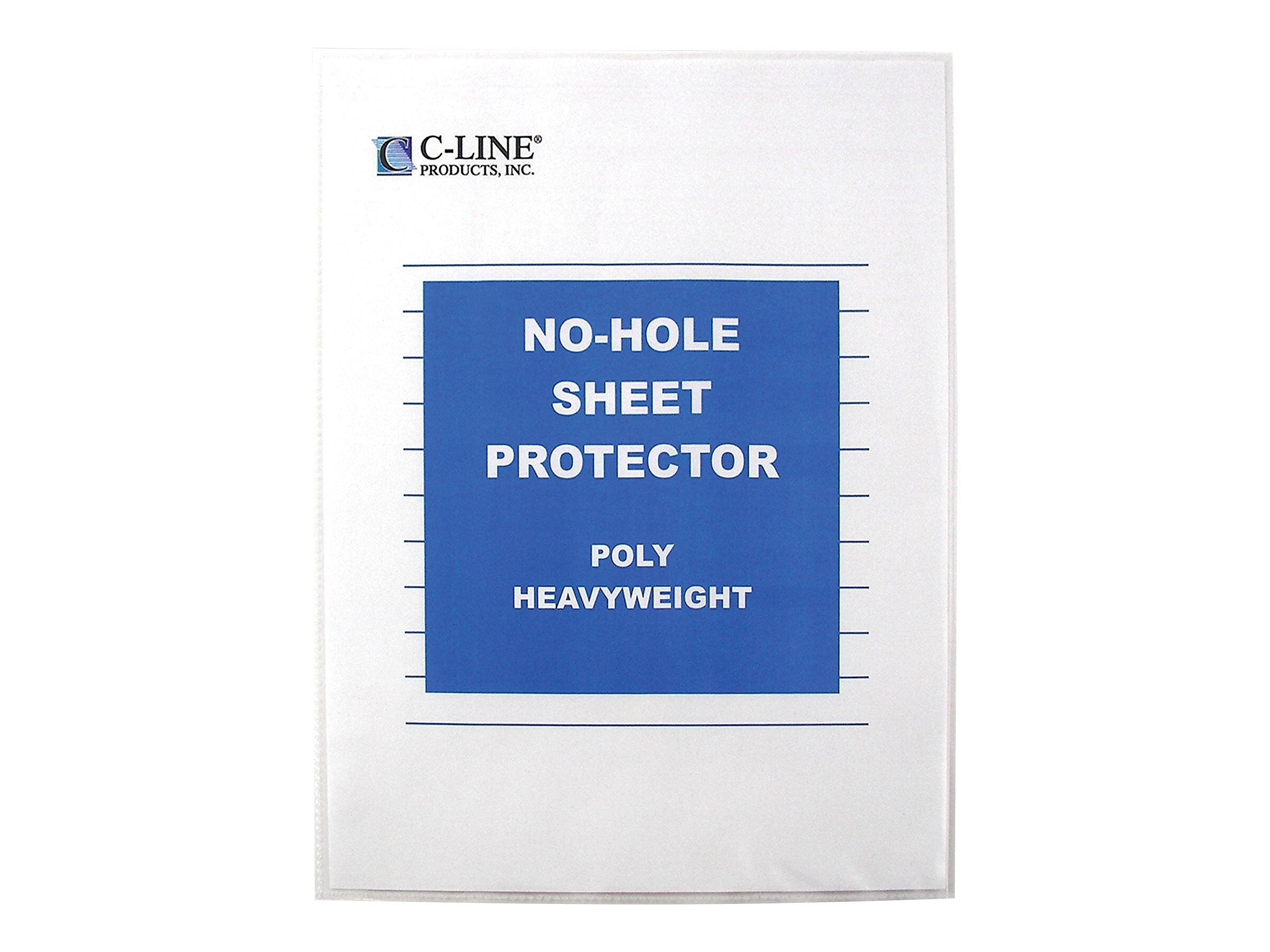 C-Line Heavyweight No-Hole Sheet Protectors, 8-1/2" x 11", Clear, 25/Box