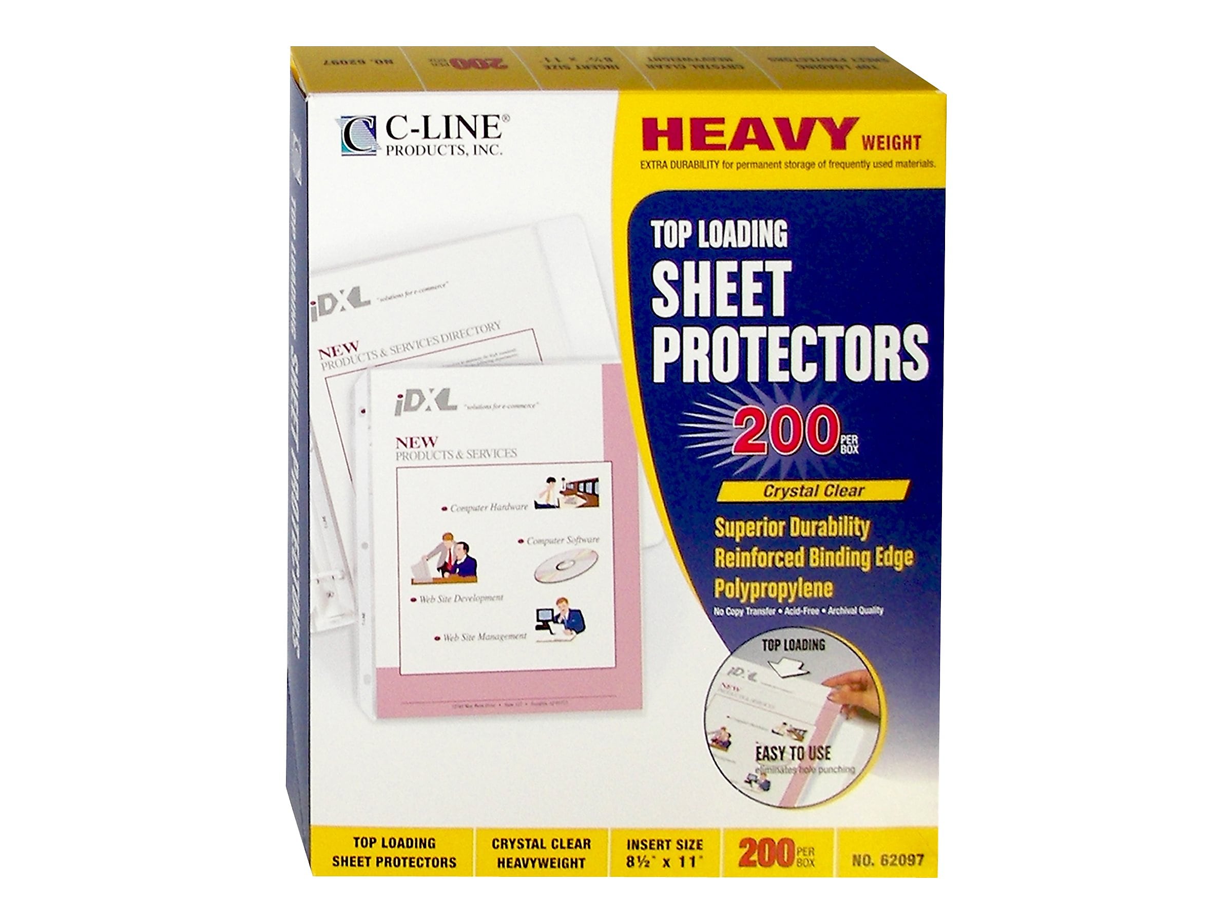 C-Line Heavyweight Sheet Protectors, 8-1/2" x 11", Clear, 200/Box