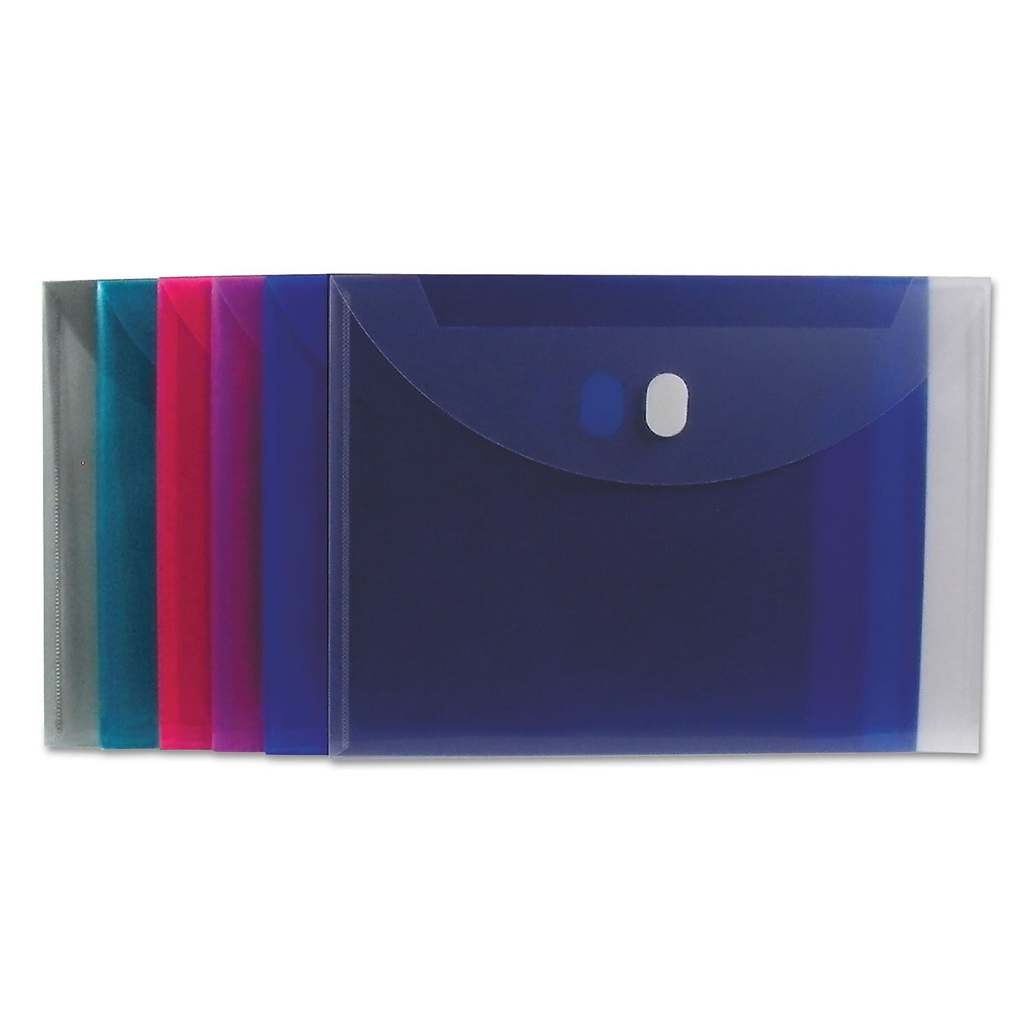 C-Line Plastic Hook & Loop Booklet Envelope, Assorted Colors