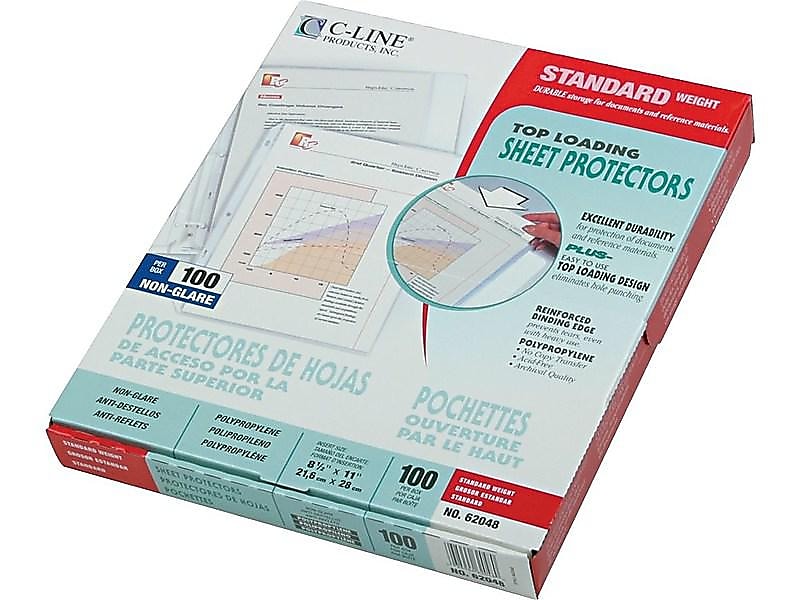 C-Line Standard Weight Sheet Protector, Non Glare, 11" x 8-1/2", Clear, 100/Box