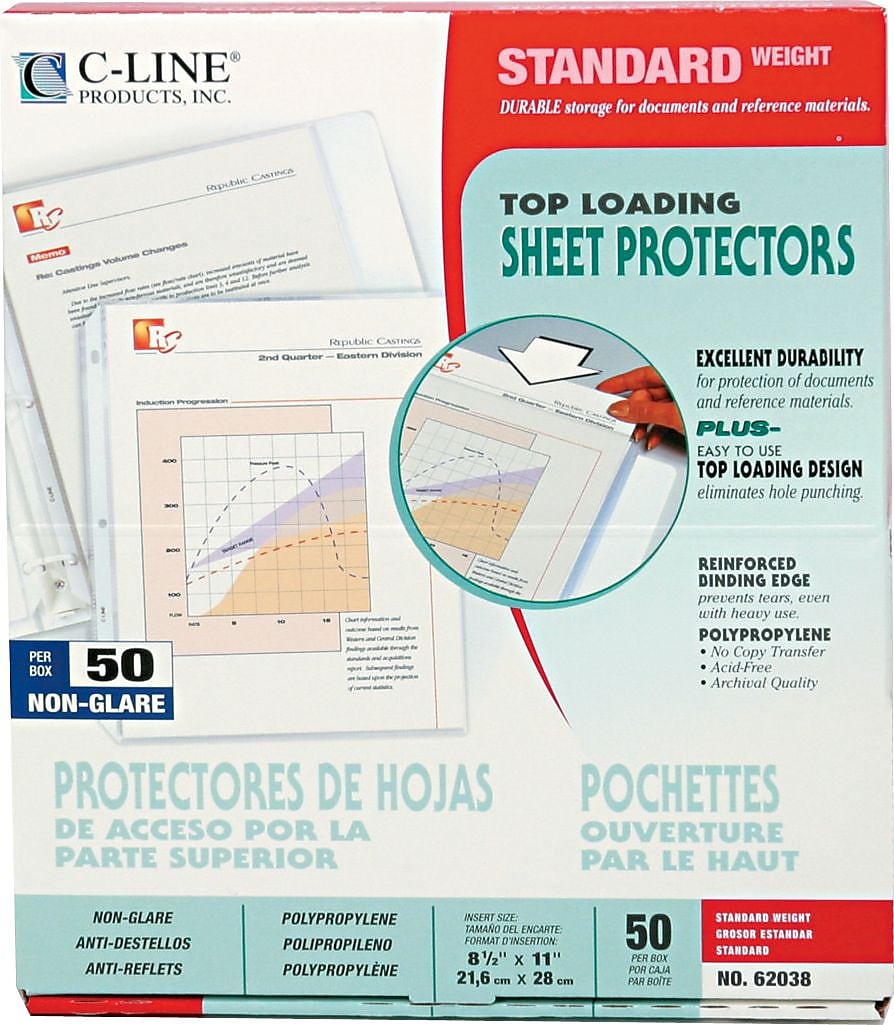 C-Line Standard Weight Sheet Protectors, 8-1/2