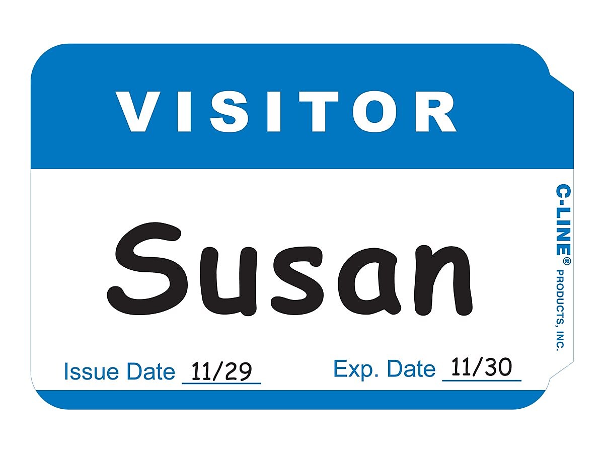 C-Line Sticker Name Tags/Labels, White with Blue Border, 100/Box