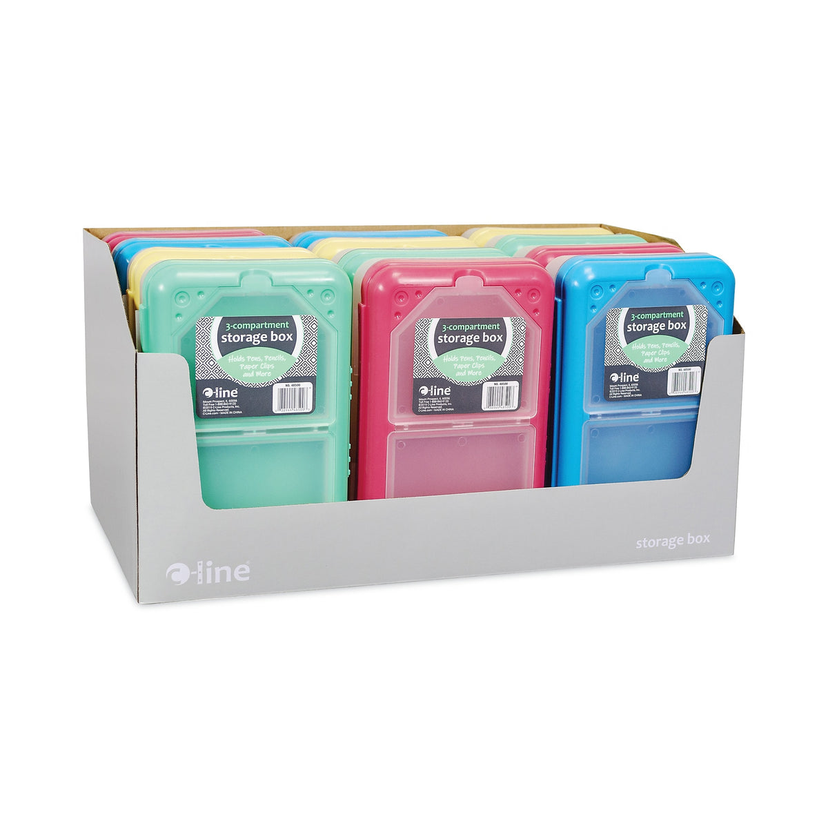 C-Line Storage Box, 5.43 x 8.25 x 2.43, Seafoam Green, Seaside Blue, Sunset Red, Sunny Yellow, 12/Carton