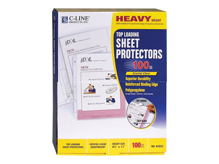 C-Line Top-Load Heavyweight Sheet Protectors, 8-1/2" x 11", Clear, 100/Box