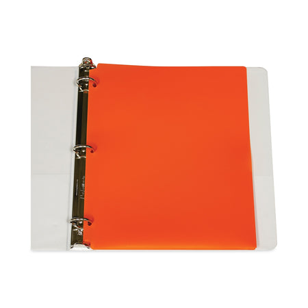 C-Line® Two-Pocket Heavyweight Poly Portfolio Folder, 3-Hole Punch, 11 x 8.5, Orange, 25/Box