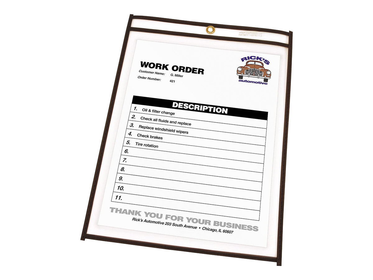 C-Line Vinyl Job Ticket Holders, 8-1/2" x 11", Clear with Black Edges25/Box