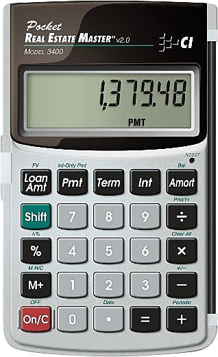 Calculated Industries 3400  Real Estate & Mortgage Financial Calculator, Silver and Black
