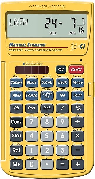 Calculated Industries 4019 Material Estimating Calculator, Yellow