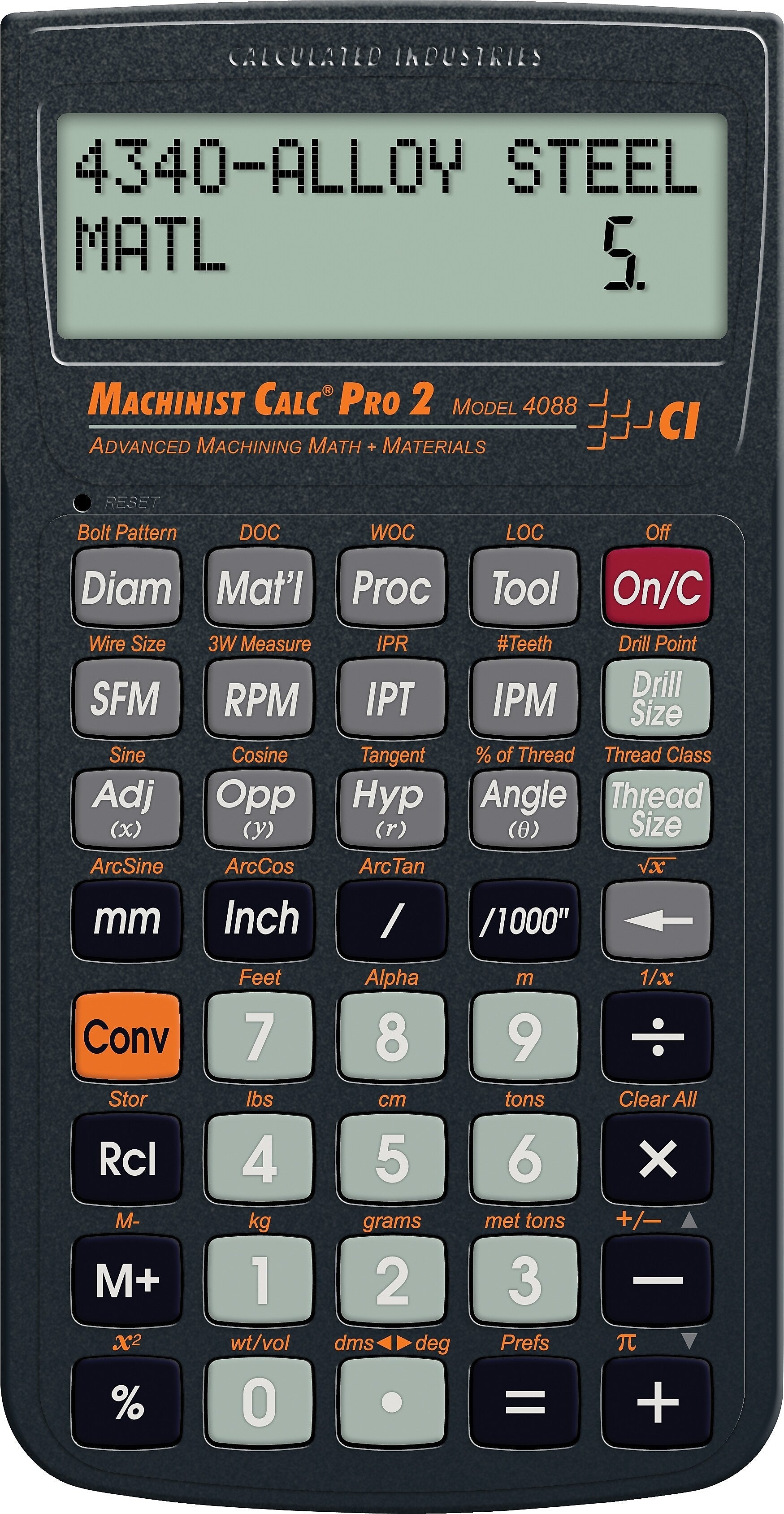 Calculated Industries Machinist Calc Pro 2  Measuring & Estimating Calculator, Black/Orange
