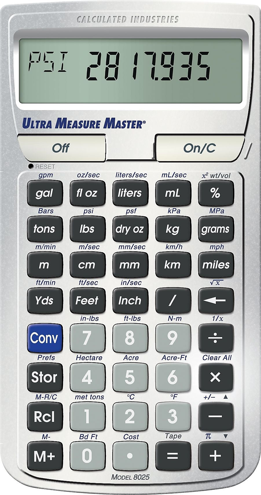 Calculated Industries Ultra Measure Master 8025  Measuring & Estimating Calculator, Silver