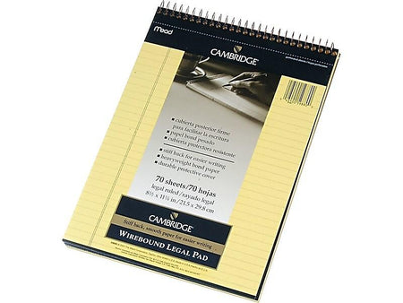 Cambridge Steno Book, 8.5" x 11", Wide Ruled, 70 Sheets, Blue