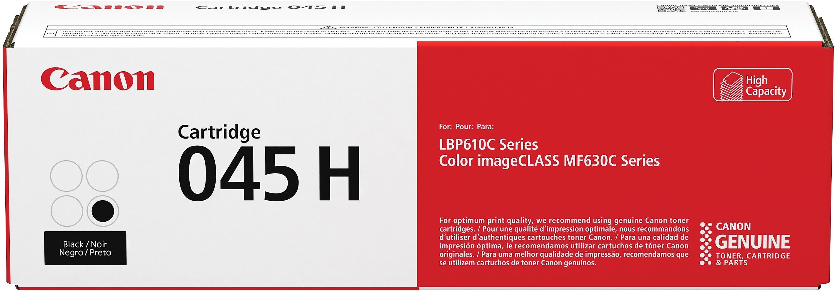 Canon 045 H Black High Yield Toner Cartridge, Prints Up to 2,800 Pages