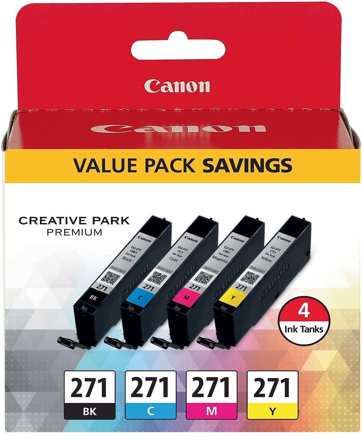 Canon 271 Black/Cyan/Magenta/Yellow Ink Cartridge, 4/Pack